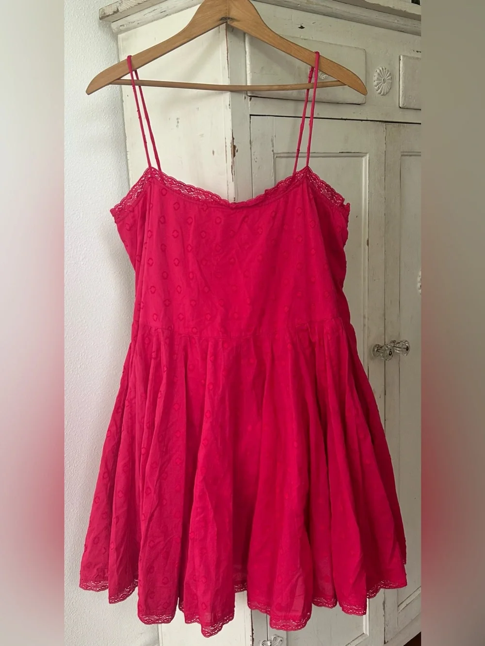 NWT Ulla Johnson | Hot Pink Beatriz Spaghetti Strap Embroidered Mini Dress Sz 10